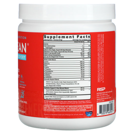 RSP Nutrition, AminoLean Recovery, Tropical Island Punch, Caffeine Free