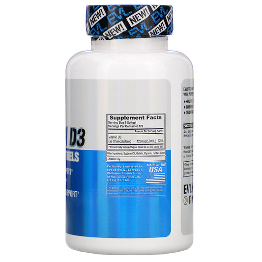 Evlution Nutrition, Vitamin D3, 5,000 Iu, Softgels