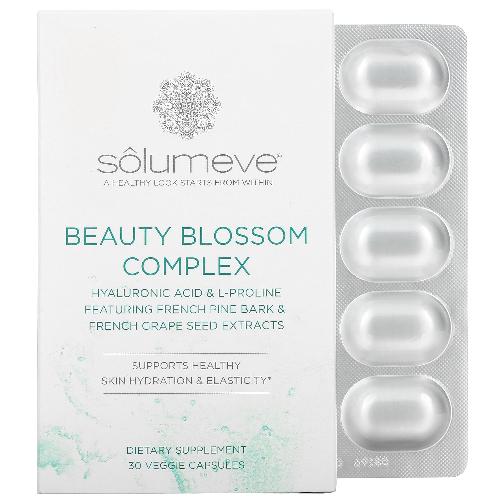 Solumeve, Beauty Blossom Complex, Skin Hydration & Collagen Production,  Veggie Capsules