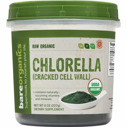 Organic Chlorella Powder Cracked Wall 8 Oz By Bare Organics
