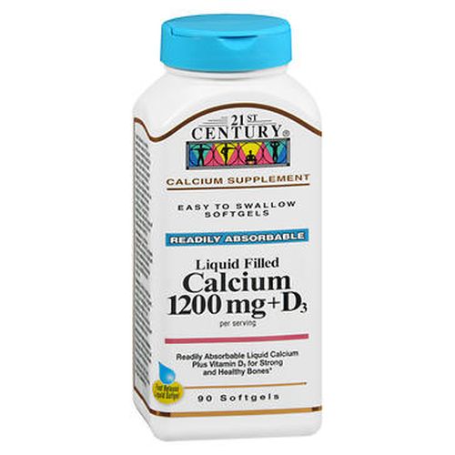 21st Century Liquid Filled Calcium 1200 mg + D3 90 Caps By 2