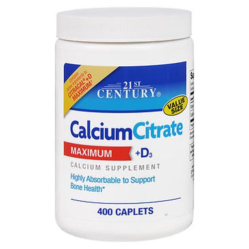 21st Century Calcium Citrate + D Caplets 400 Tabs By 21st Ce