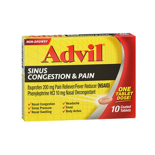 Advil Sinus Congestion & Pain 10 Tabs By Advil