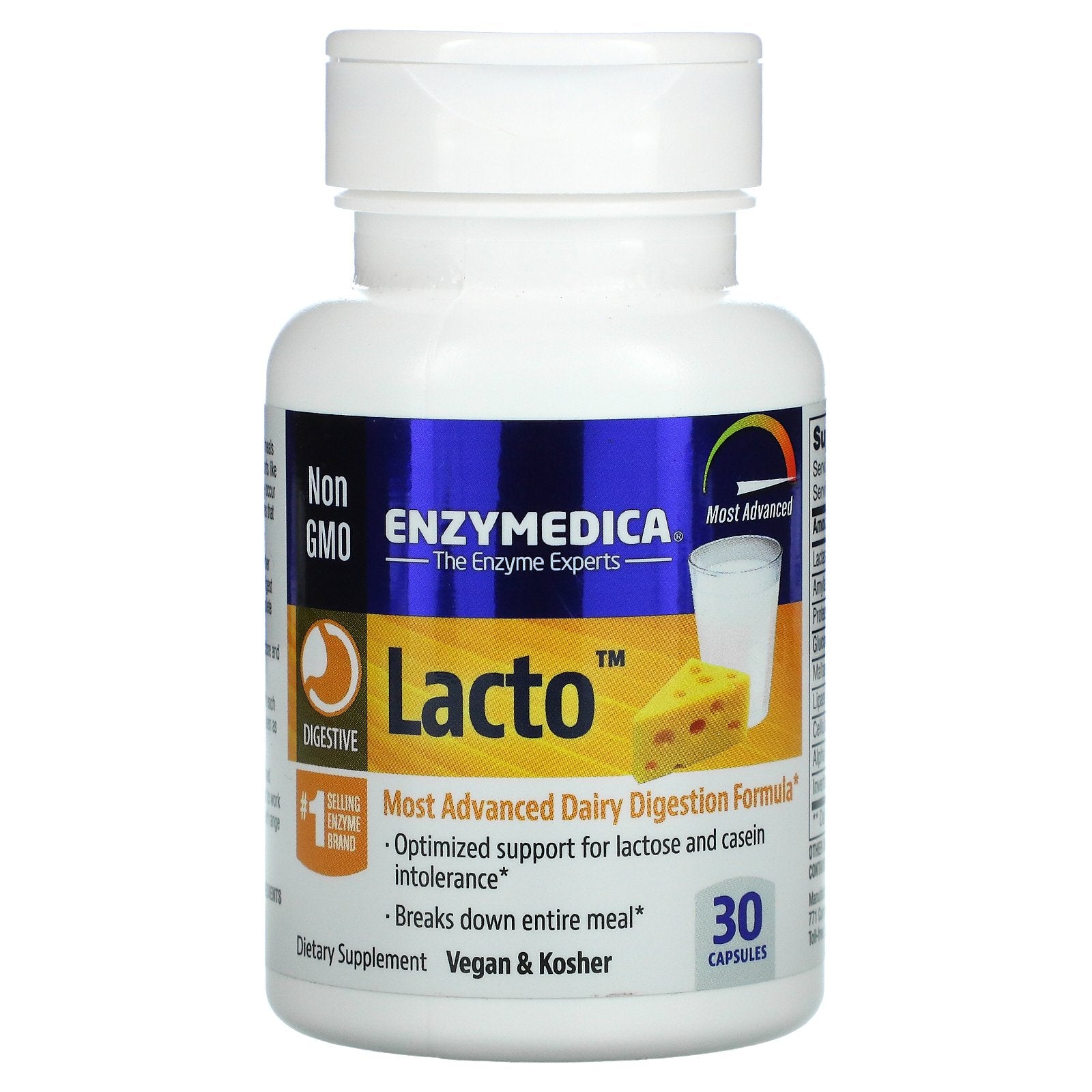 Enzymedica, Lacto, Most Advanced Dairy Digestion Formula Capsules