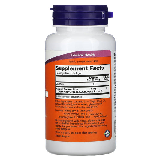 NOW Foods, Astaxanthin, 4 mg Softgels