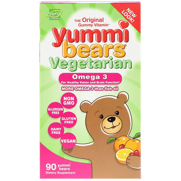 Hero Nutritional Products, Yummi Bears, Vegetarian, Omega 3 , Yummi Bears