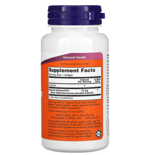 NOW Foods, Astaxanthin, 10 mg Softgels