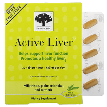 NEW NORDIC Active Liver, Daily Liver Supplement, Milk Thistle, Artichoke & Turmeric, for Men and Women, 30 Count (Pack of 1)