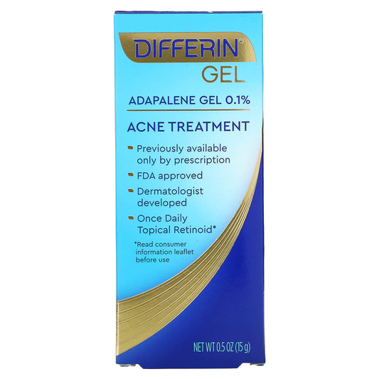 Differin, Adapalene Gel 0.1 % Acne Treatment, Fragrance Free (15 g)