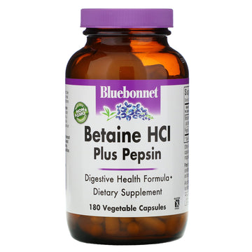 Bluebonnet Nutrition, Betaine HCL, Plus Pepsin Veggie Caps