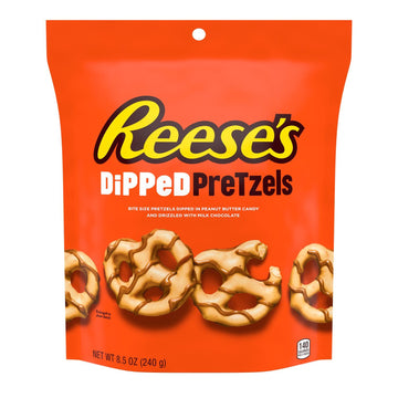 REESE'S, Milk Chocolate Peanut Butter Dipped Pretzels, Snack Bag