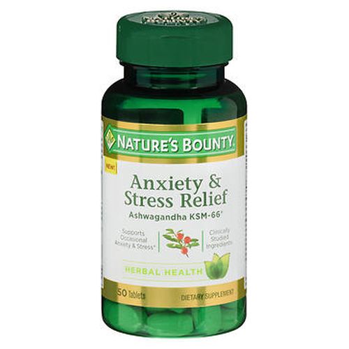 Nature's Bounty Anxiety & Stress Relief Tablets 50 Tabs By N