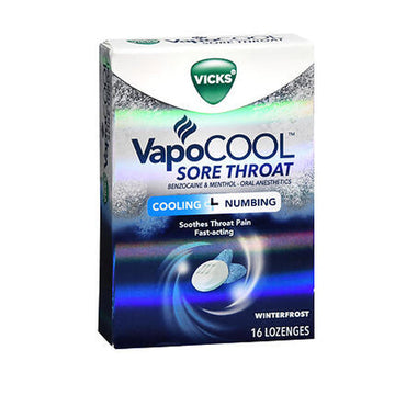 Vicks VapoCool Sore Throat Lozenges Winterfrost 16 Each By V