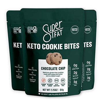 SuperFat Cookies Keto Snack Low Carb Food Cookies- Chocolate Chip - Gluten Free Dessert Sweets with No Sugar Added for Paleo Healthy Diabetic Diets