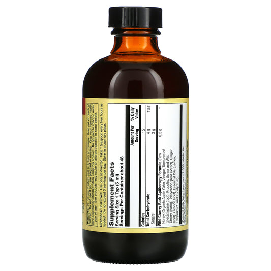 Honey Gardens, Wild Cherry Bark Syrup with Apitherapy Raw Honey, Organic Apple Cider Vinegar, and Propolis,  (240 ml)