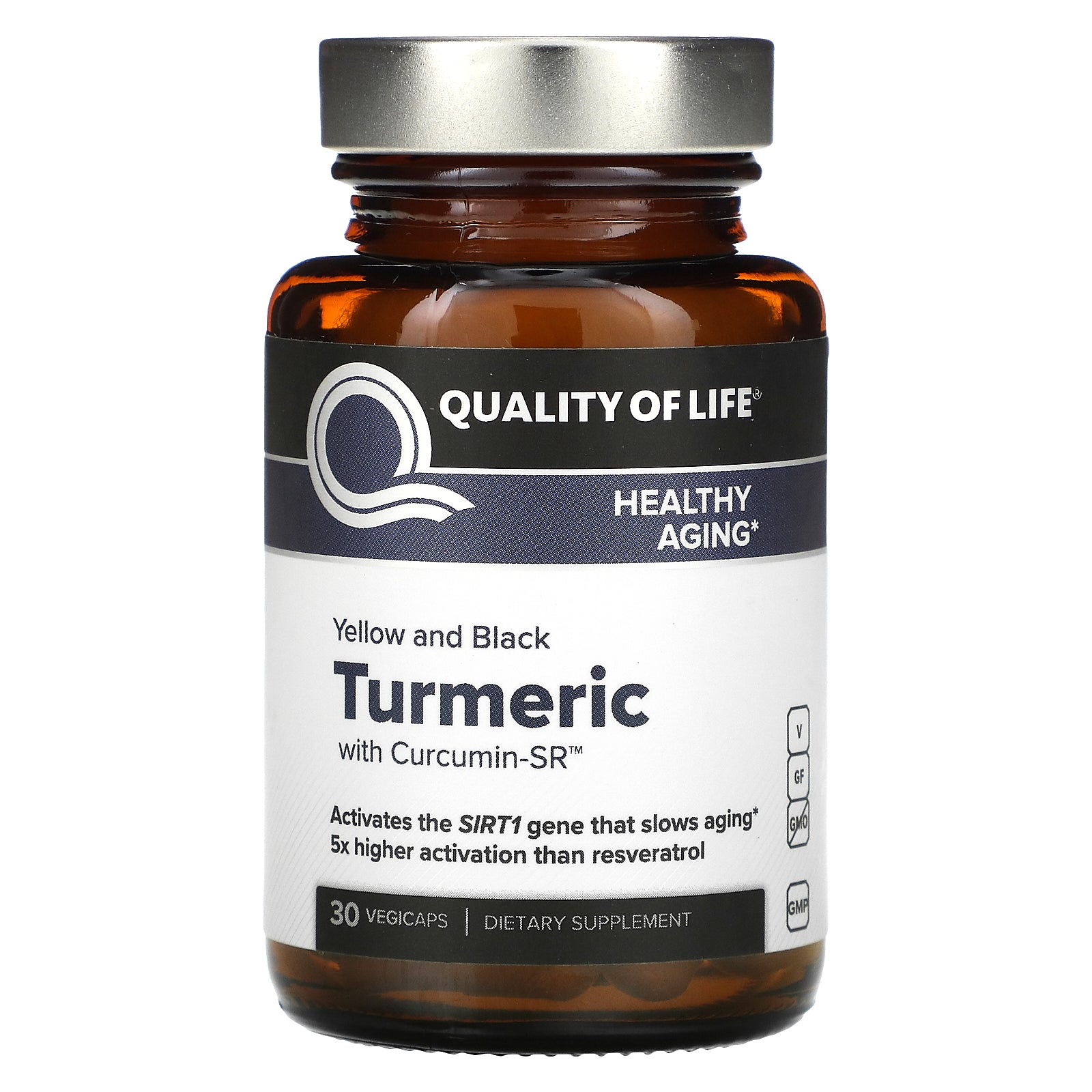 Quality Of Life Labs, Yellow And Black Turmeric With Curcumin-Sr Vegicaps