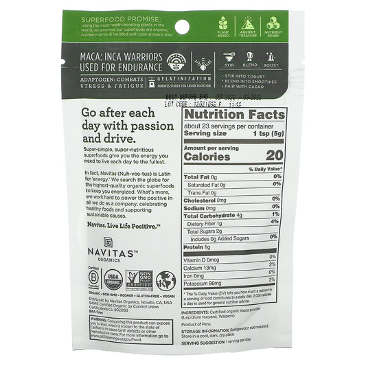 Navitas Organics, Organic Maca, Gelatinized (113 g)