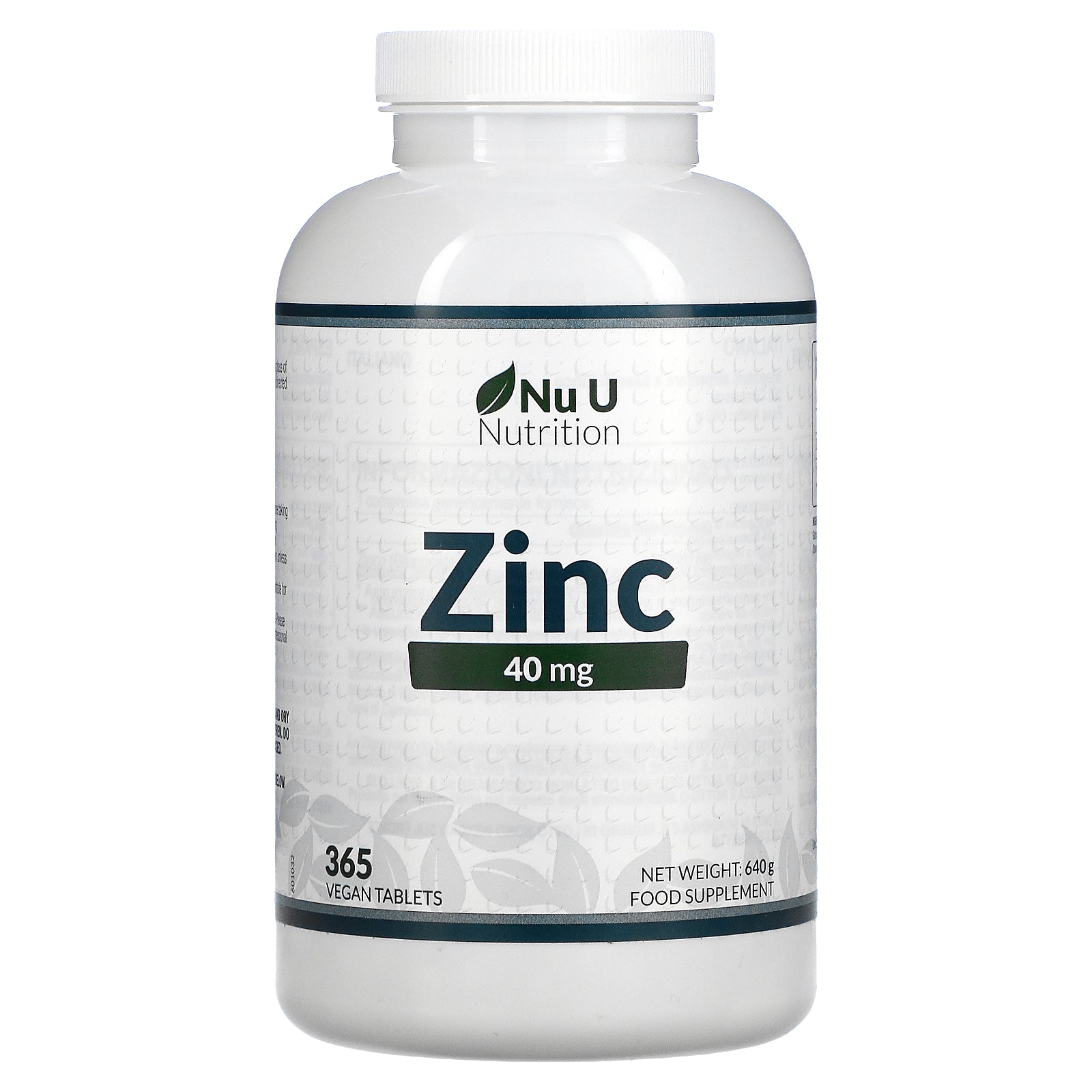 Nu U Nutrition, Zinc, 40 mg, Vegan Tablets