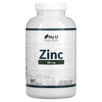 Nu U Nutrition, Zinc, 40 mg, Vegan Tablets