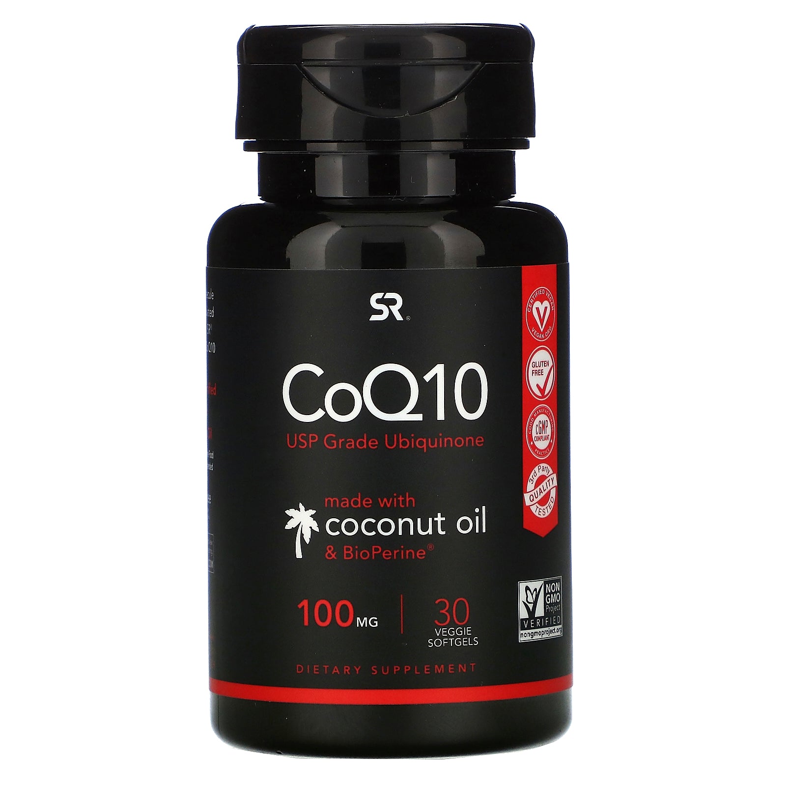 Sports Research, Coq10 With Bioperine & Coconut Oil, 100 Mg Veggie Softgels