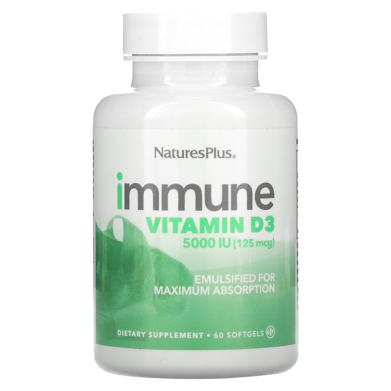 Nature's Plus, Immune Vitamin D3, 125 mcg (5,000 IU) Softgels