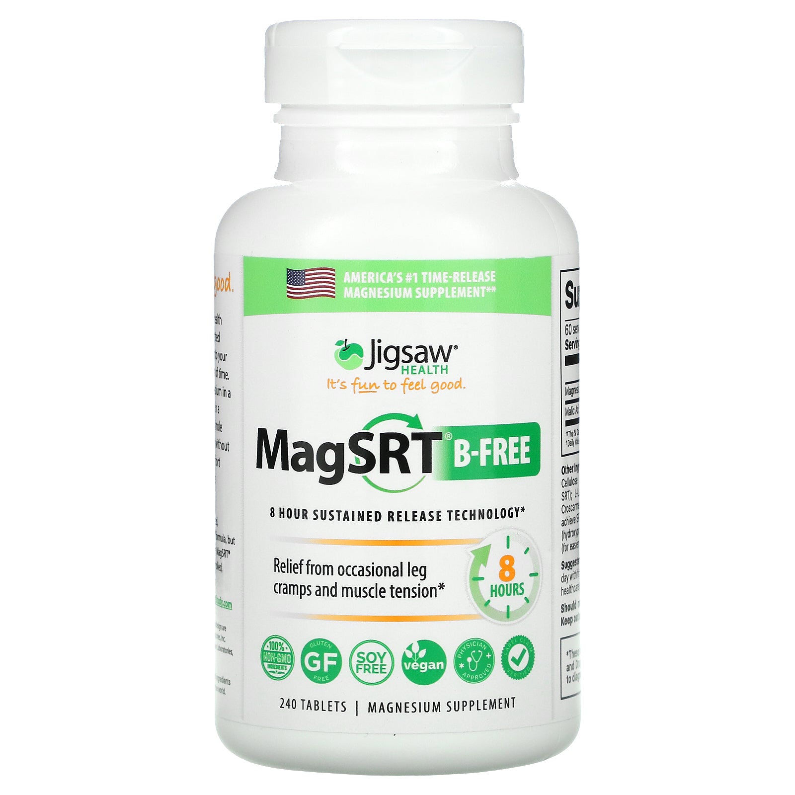 Jigsaw Health, MagSRT B-Free, Time-Release Magnesium,Tablets