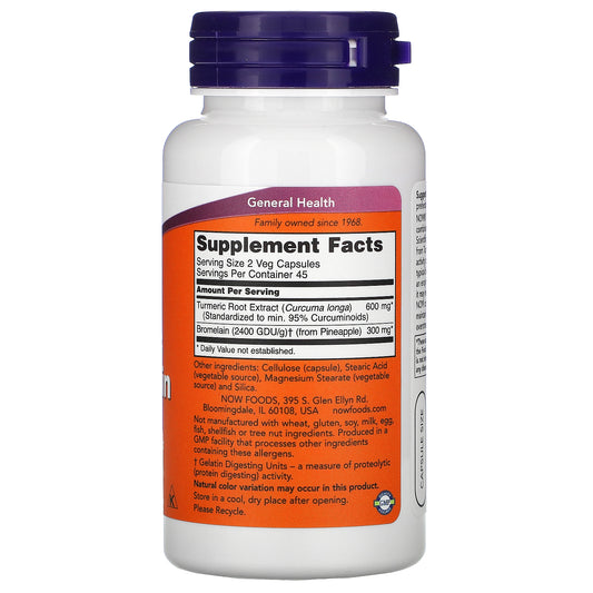 Now Foods, Turmeric & Bromelain Veg Capsules