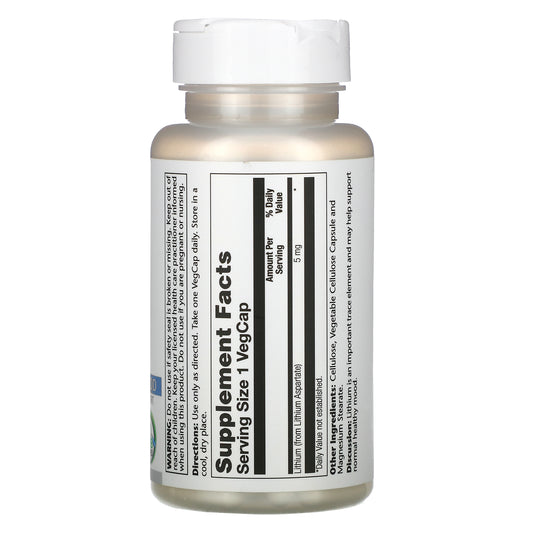 Solaray, Lithium Aspartate, 5 mg