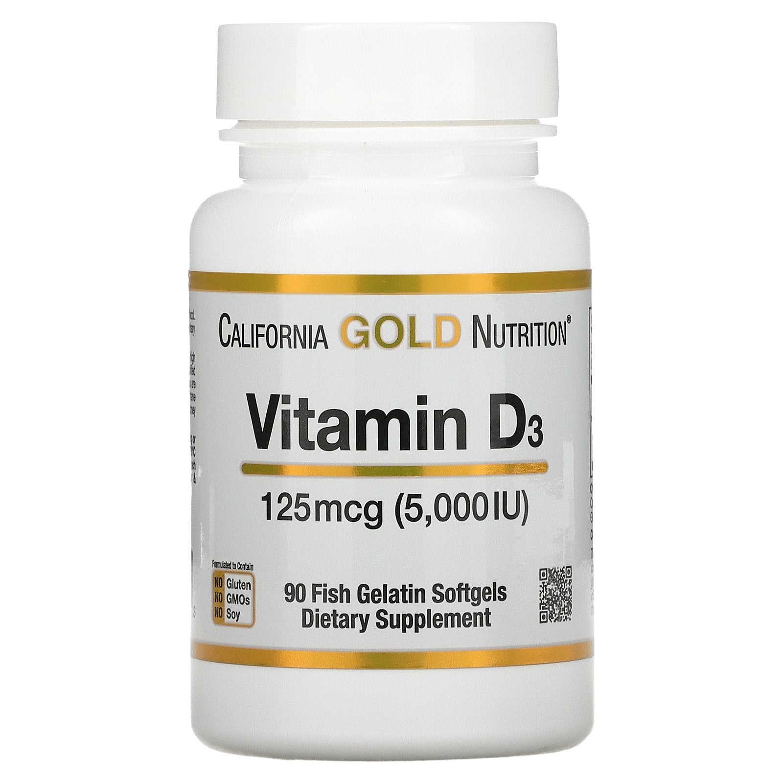 California Gold Nutrition, Vitamin D3, 125 Mcg (5,000 Iu), Fish Gelatin Softgels