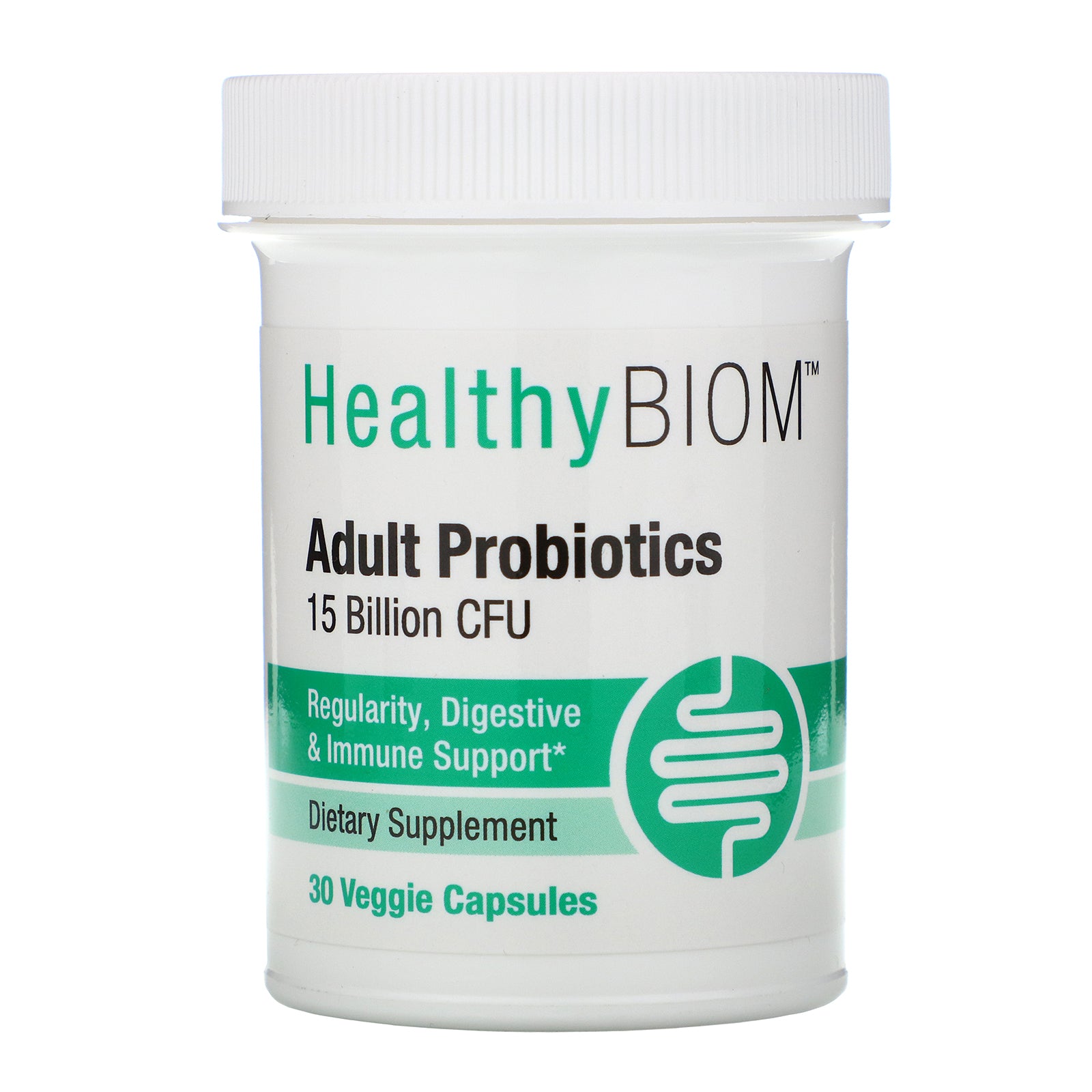 HealthyBiom, Adult Probiotics, 15 Billion CFU Veggie Capsules