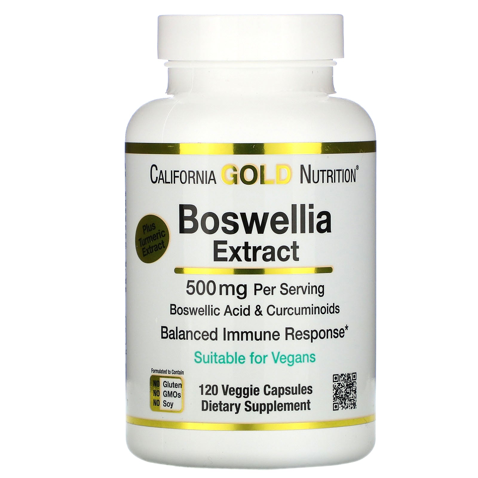 California Gold Nutrition, Boswellia Extract, Plus Turmeric Extract, 250 mg