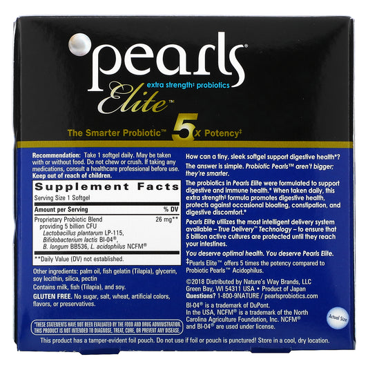 Nature's Way, Pearls Elite, Extra Strength Probiotics, Once-Daily Softgels