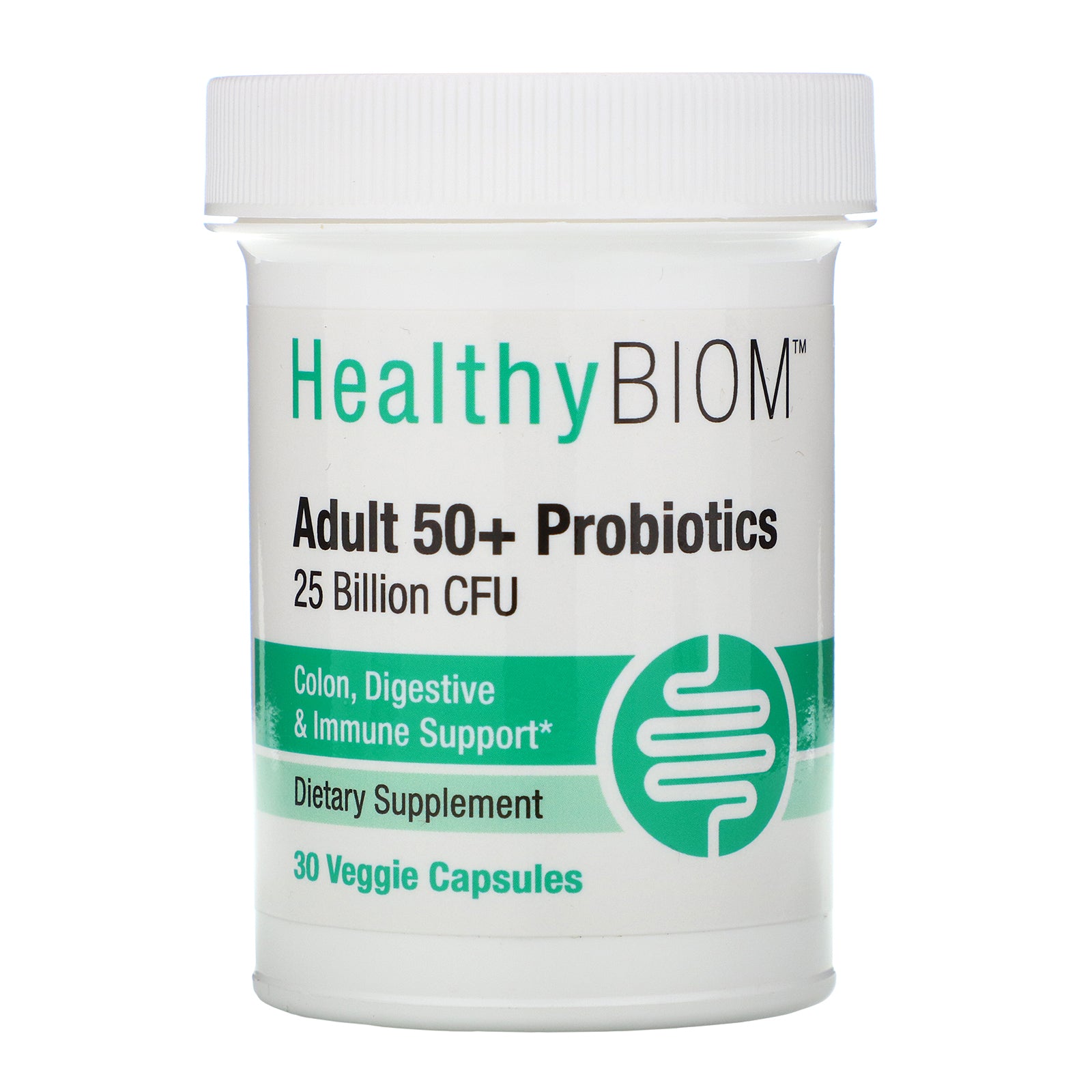 HealthyBiom, Adult 50+ Probiotics, 25 Billion CFU, Veggie Capsules