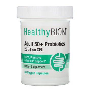 HealthyBiom, Adult 50+ Probiotics, 25 Billion CFU, Veggie Capsules