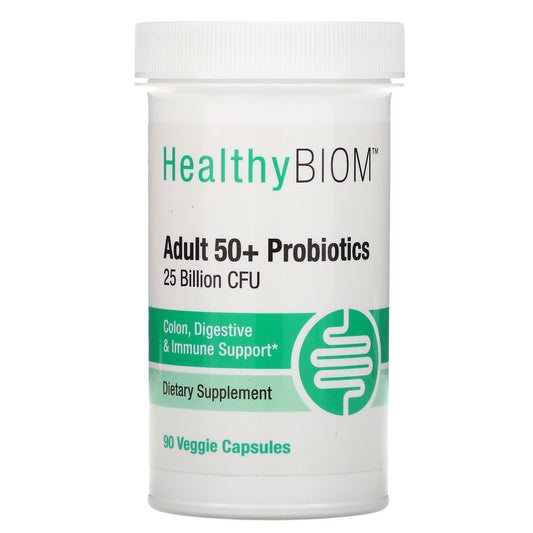 HealthyBiom, Adult 50+ Probiotics, 25 Billion CFU, Veggie Capsules