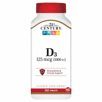 Vitamin D3 5000IU 360 Tabs By 21st Century