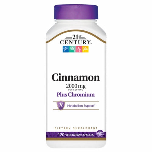 Cinnamon Plus Chromium 120 Veg Caps By 21st Century