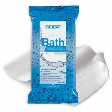 Rinse-Free Bath Wipe Count of 8 By Sage