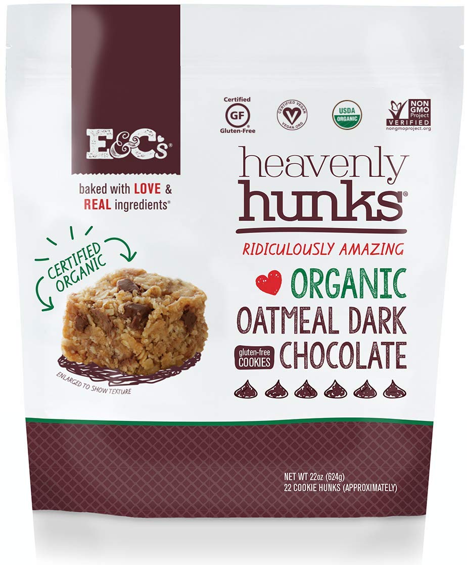 E&C’s Snacks Heavenly Hunks - Certified Organic Oatmeal Dark Chocolate Cookies