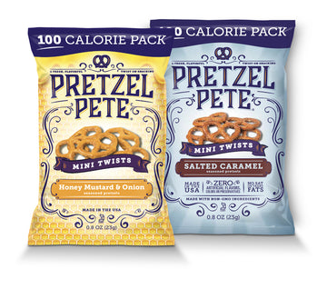 Pretzel Pete 100 Calorie Honey Mustard & Salted Caramel Pretzel Twists, 12 Ct Variety Pack ( Bags)