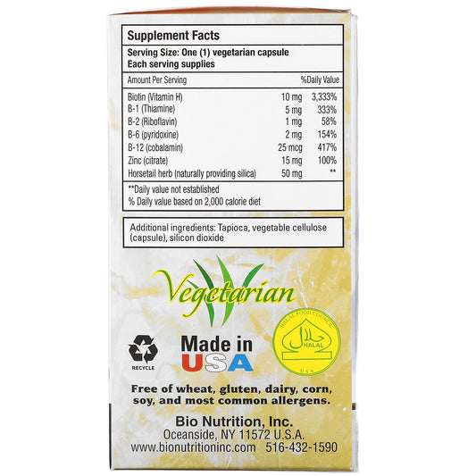 Bio Nutrition, Healthy Hair with Biotin 10,000 Plus,  Vegetarian Capsules