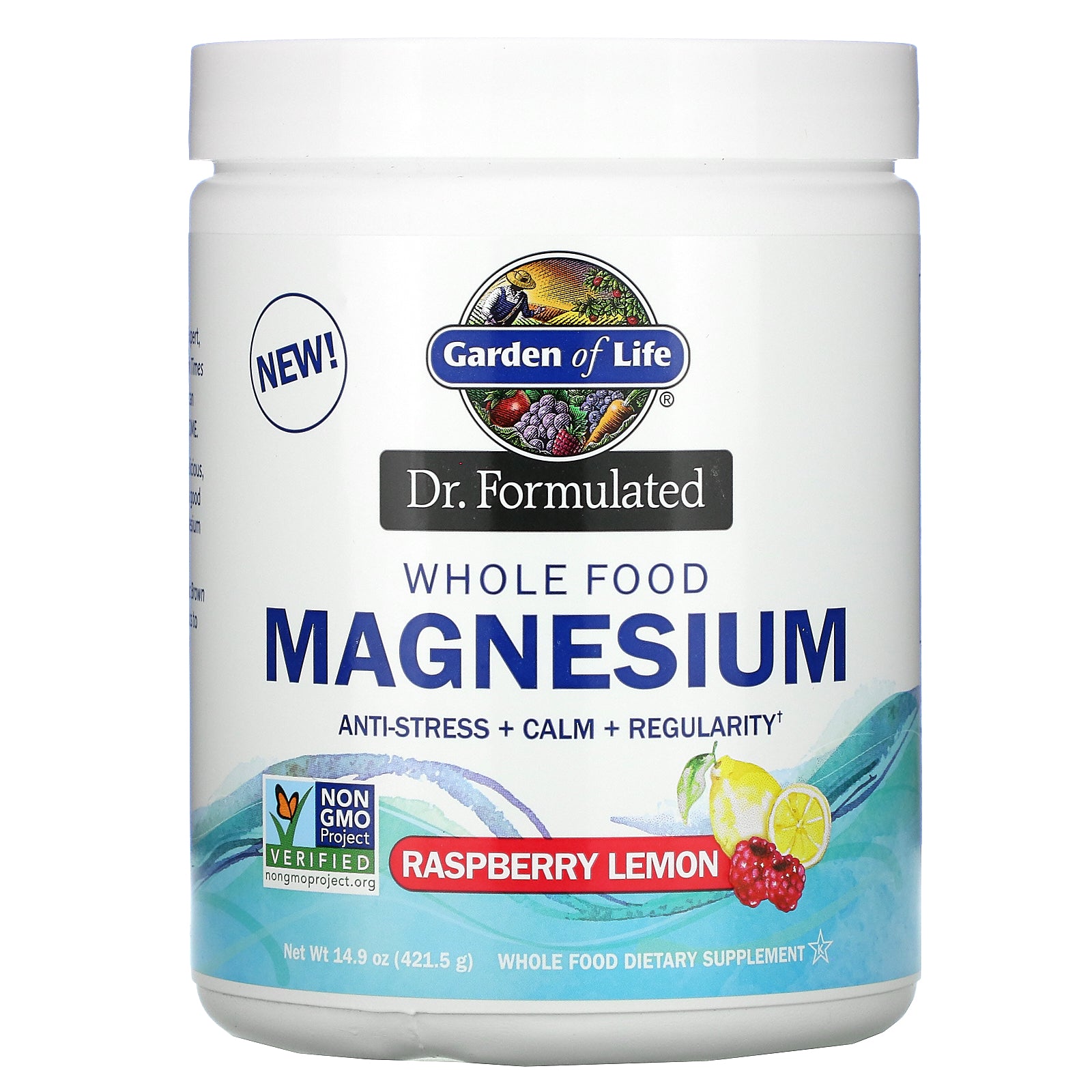 Garden of Life, Dr. Formulated, Whole Food Magnesium Powder, Raspberry Lemon