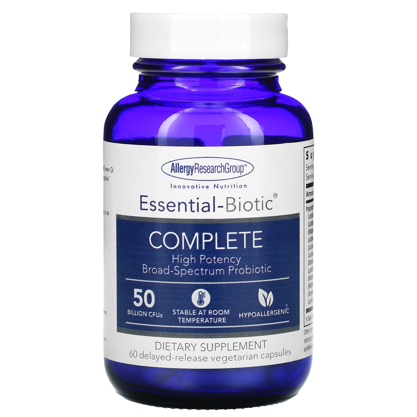 Allergy Research Group, Essential-Biotic Complete, 50 Billion Cfus Delayed-Release Vegetarian Capsules