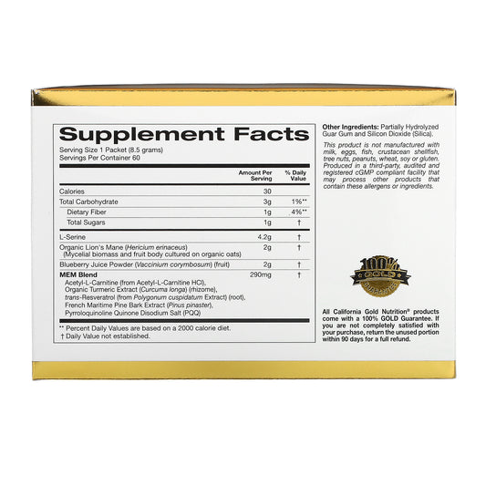 California Gold Nutrition, MEM Food, Memory & Cognitive Support, 60 Packets, 0.3 oz (8.5 g) Each
