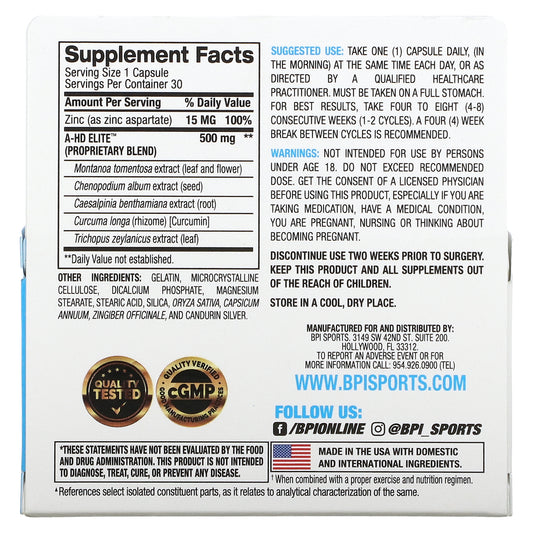 BPI Sports, A-HD Elite, 500 mg