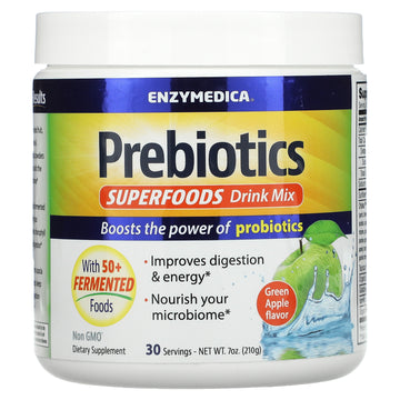 Enzymedica, Prebiotics Superfoods Drink Mix, Green Apple Flavor