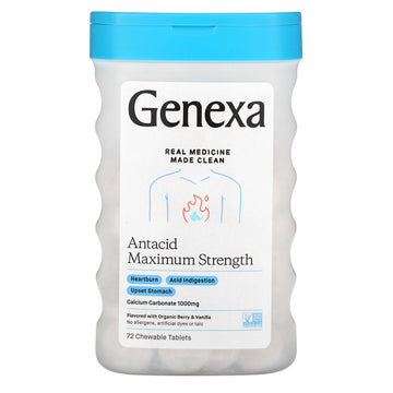 Genexa, Antacid Maximum Strength, Organic Berry & Vanilla , 1000 mg Chewable Tablets
