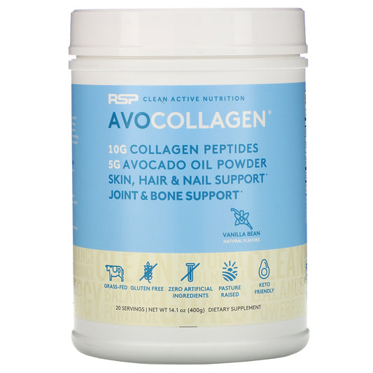 Rsp Nutrition, Avocollagen, Collagen Peptides & Avocado Oil Powder, 14.1 Oz (400 G)