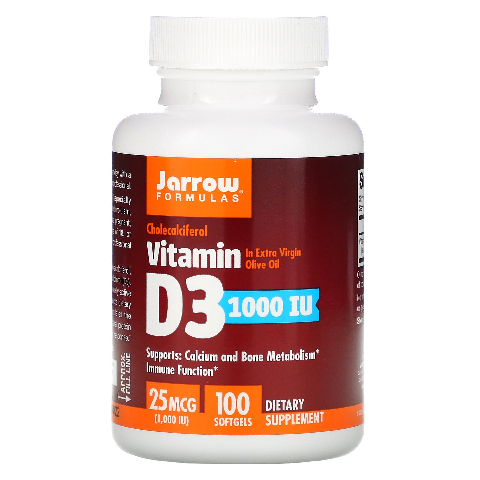 Jarrow Formulas, Vitamin D3, Cholecalciferol, 25 Mcg (1,000 Iu), Softgels