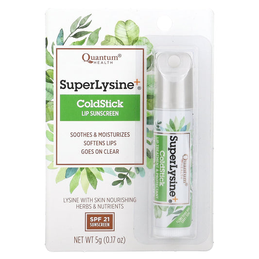 Quantum Health, Super Lysine+, ColdStick, Lip Sunscreen, SPF 21